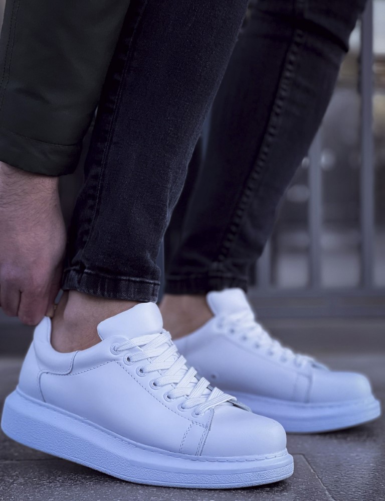 Ανδρικά λευκά δίσολα Sneakers λαστιχένια σόλα CH25700A φωτογραφία